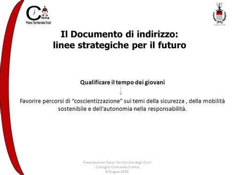 Presentazione Piano Territoriale Degli Orari Consiglio Comunale Crema