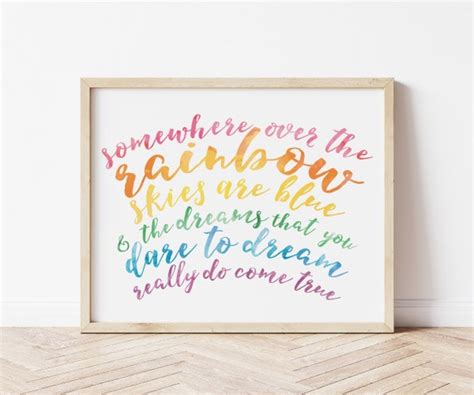 Pastel Rainbow Somewhere Over The Rainbow Wall Art Printable