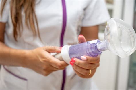 Nurse Showing Breath Nebulizer And Mask Stock Photo Image Of Attack