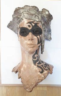 SCULPTURE CERAMIQUE RAKU STAGES Sylvie RENOUX VISAGES TATOO