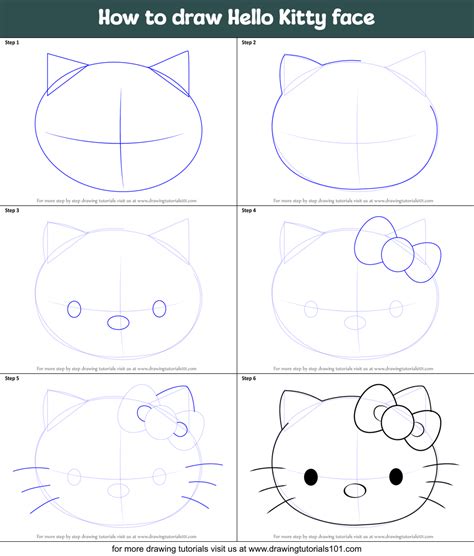 How to draw Hello Kitty face printable step by step drawing sheet ...