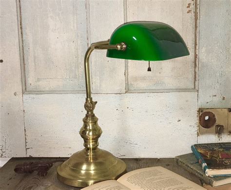 Vintage Green Shade Bankers Desk Lamp With Adjustable Ornate Etsy