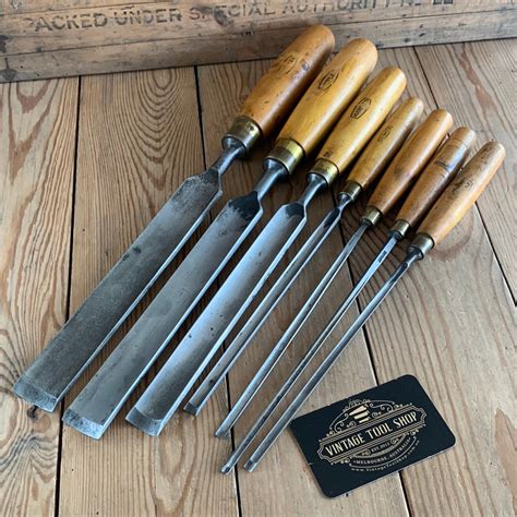 Vintage Set Of 9 X Paring Style Firmer Chisels English Makers Vintage