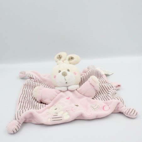 Doudou Plat Lapin Ray Rose Attache T Tine Nicotoy