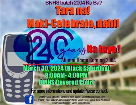 20 Years Alumni Homecoming Bnhs Batch 2004 Balian Integrated National