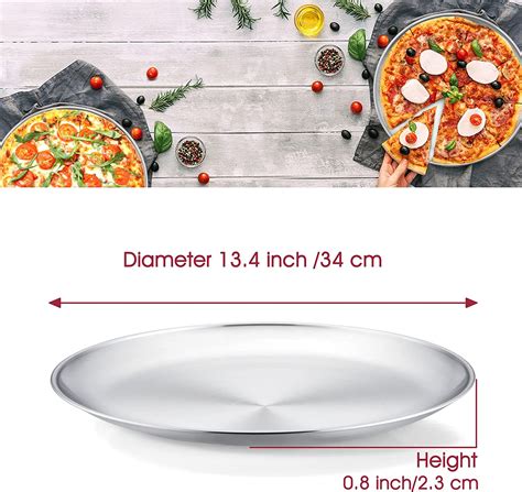 Vesteel 12 Inch Stainless Steel Pizza Plate Set Of 3 Oven Baking Dishwasher Safe