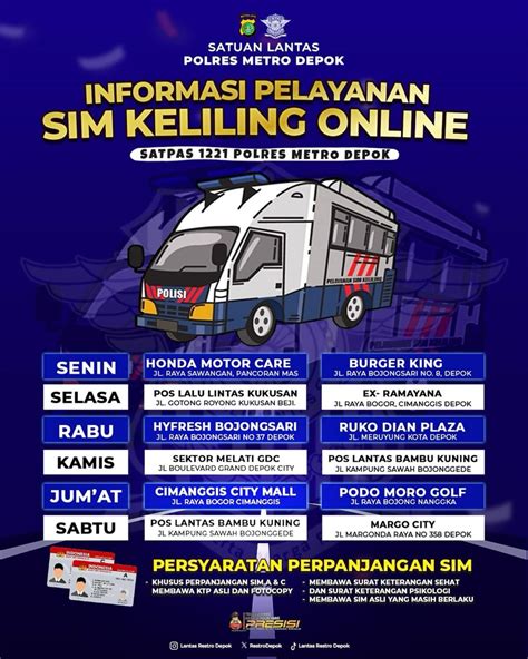 Jadwal Pelayanan Perpanjangan SIM Keliling Depok