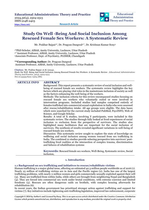 PDF Study On Well Being And Social Inclusion Among Rescued Female Sex Workers A Systematic