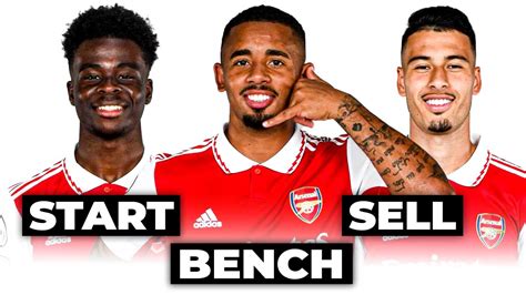 Bukayo Saka Vs Gabriel Jesus Vs Gabriel Martinelli Start Bench Sell