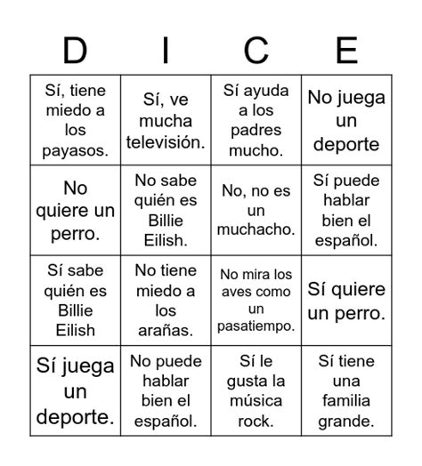 Mis Compañeros y Yo Bingo Card