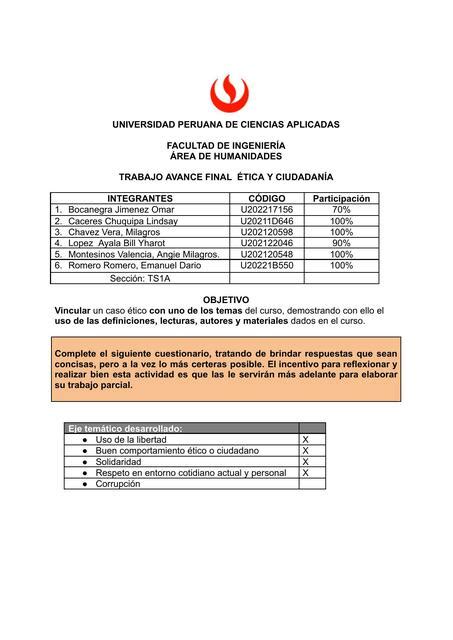 Trabajo Avance Final Tica Y Ciudadan A Milagros Udocz