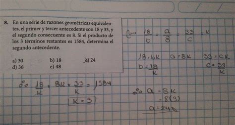 En una serie de razones geométricas equivalentes se tiene que el primer