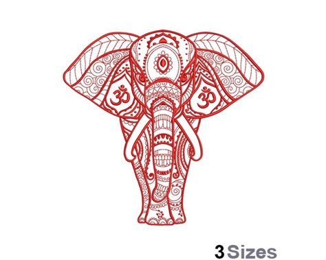 Mandala Elephant Machine Embroidery Design 3 Sizes, Zentangle Elephant ...