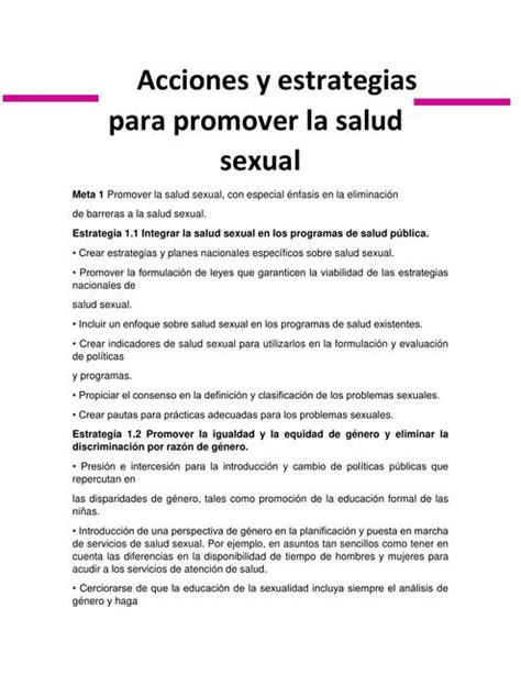 Acciones Y Estrategias Para Promover La Salud Sexual Apuntes De Enfermería Udocz