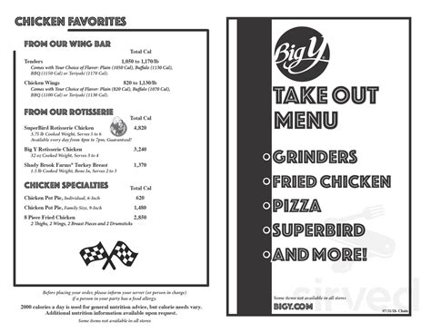 Big Y Food Service Menu In Old Saybrook Connecticut Usa