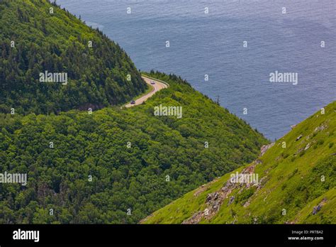 CAPE BRETON, NOVA SCOTIA, CANADA - Cabot Trail scenic highway on French Mountain, in Cape Breton ...