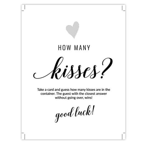 Party Favors Games Guess How Many Kisses Bridal Shower Game Digital