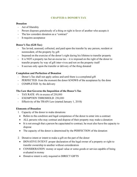 Chapter 6 Donor S TAX N A CHAPTER 6 DONORS TAX Donation Act