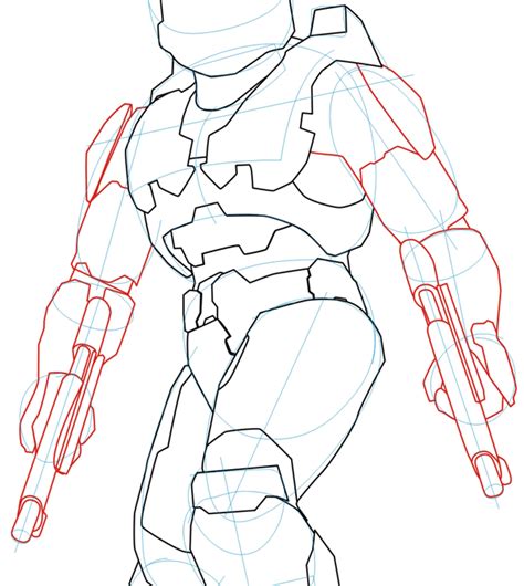 How To Draw Master Chief From Halo In Step By Step Drawing Tutorial