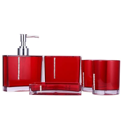 Red Acrylic Bathroom Accessories Set Bathroom Accessories Red Black