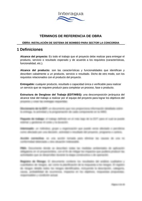 SOLUTION T Rminos De Referencia Obra Final Concordia Docx Documentos