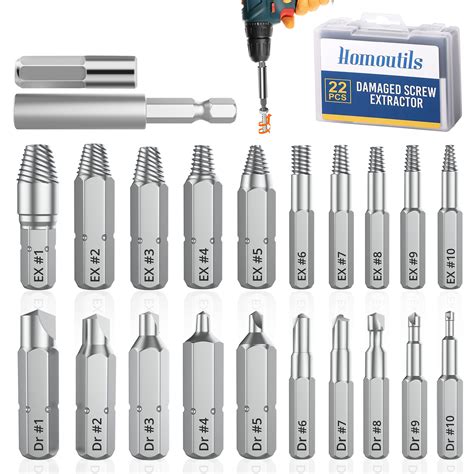 Damaged Stripped Screw Extractor Kit Drill Bits Set Hss 4341 Double