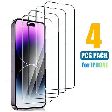 4Pcs Protective Glass On For IPhone 14 13 12 11 Pro Max XS XR Mini