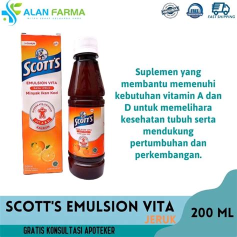 Jual Scotts Emulsion Vita 200 ML Scott Emulsion Jeruk 200 ML Shopee