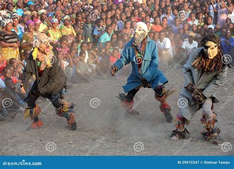 Traditional Nyau Dancers With Face Masks Editorial Photography Image