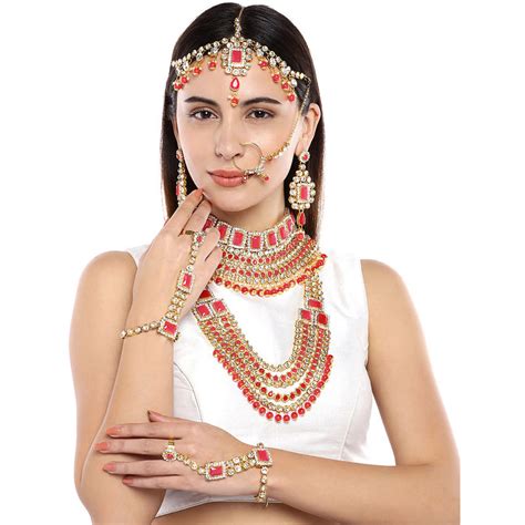 Peora Traditional Gold Plated Kundan Dulhan Bridal Jewellery Set