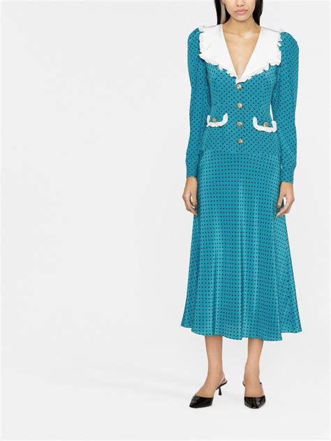 Alessandra Rich Polka Dot Midi Dress Farfetch