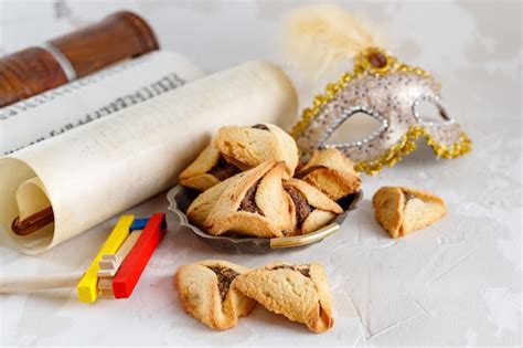 Premium Photo | The scroll of esther and purim festival objects