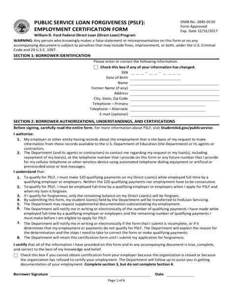 Public Service Loan Forgiveness Eligibility Form 2023