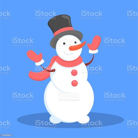 Snowman Made Of Ice In Black Hat Stock Illustration Download Image