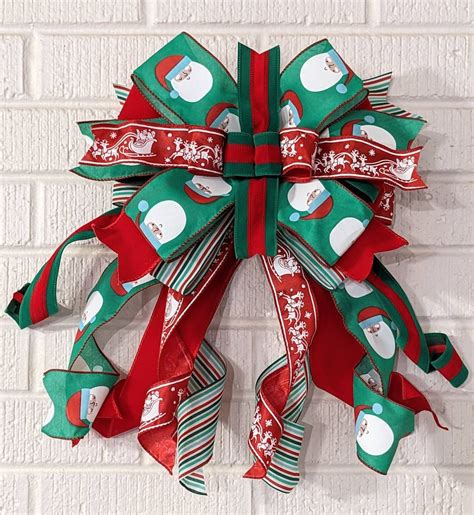 Red Velvet Christmas Bow Red And Green Christmas Wreath Bow Etsy