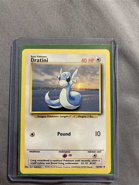 1st Edition Shadowless Dratini 26 102 Base Set Pokemon Card Mint EBay