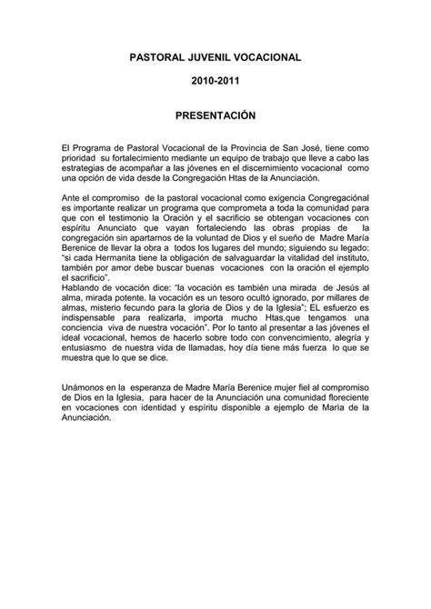 Programa Pastoral Juvenil Vocacional PDF