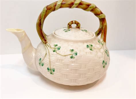 Shamrock Belleek Teapot Belleek Kettle Irish Teapot Belleek China