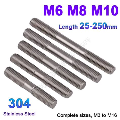 M M M Double End Thread Rod Stainless Steel Lengthen Headless