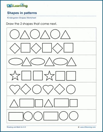 Patterns With Shapes Worksheets