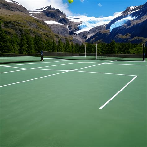 Super Realistic Grass Tennis Court on Glacier · Creative Fabrica