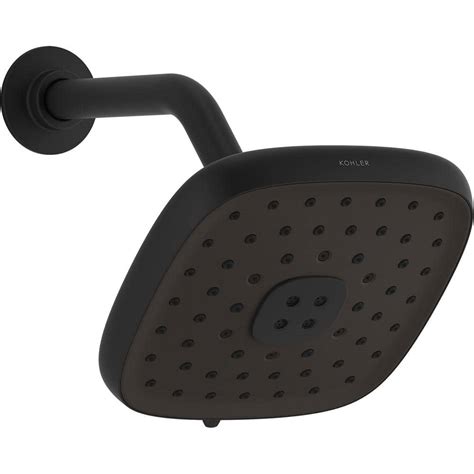 Kohler Fordra 3 Spray Patterns 6817 In Wall Mount Fixed Shower Head In Matte Black