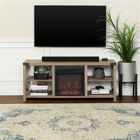 Best Buy Walker Edison Pc Farmhouse Fireplace Entertainment Center