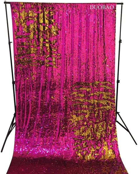 DUOBAO Sequence Backdrop Reversible 4FTx7FT Gold To Hot Pink Glitter