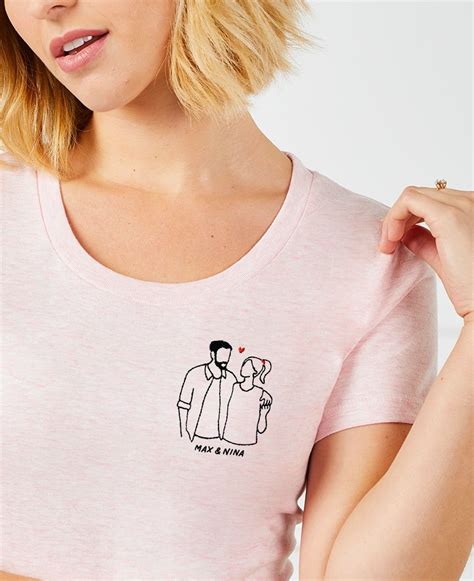 T Shirt Femme Couple Complice Brodé Personnalisé L Monsieur Tshirt