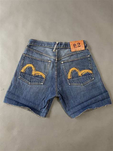 Vintage Evisu shorts denim yellow seagulls selvedge | Grailed