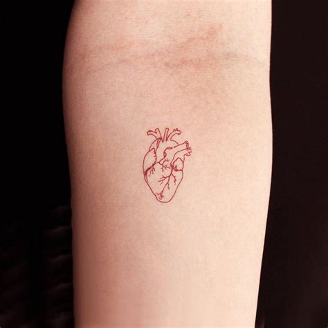 Red Anatomical Heart Temporary Tattoo Set Of Etsy Heart Tattoo