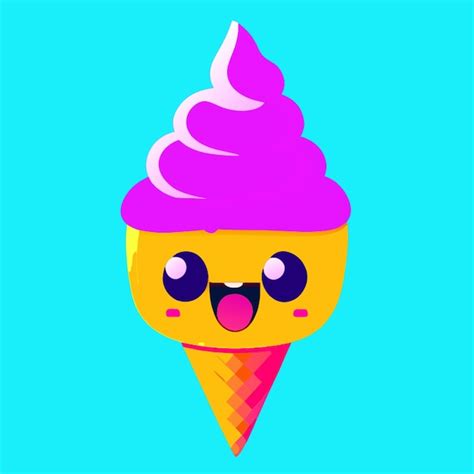 Ilustración vectorial de helado kawaii Vector Premium