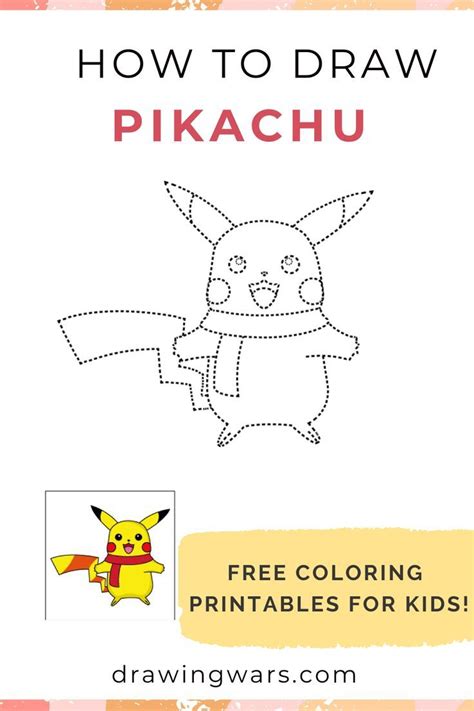 How to Draw Pikachu Step by Step with Free Printable Coloring Pages for ...