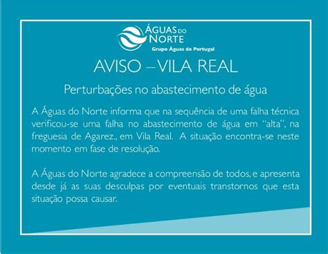 AdIN Águas do Interior Norte AVISO MUNICÍPIO DE VILA REAL